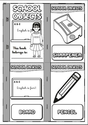 School objects - mini book